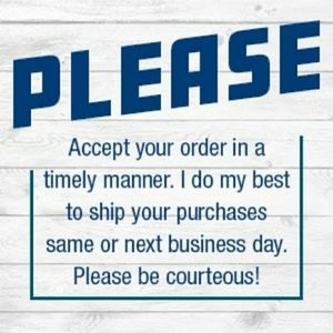 Please accept your orders! Poshmark will not release our money until you do!!